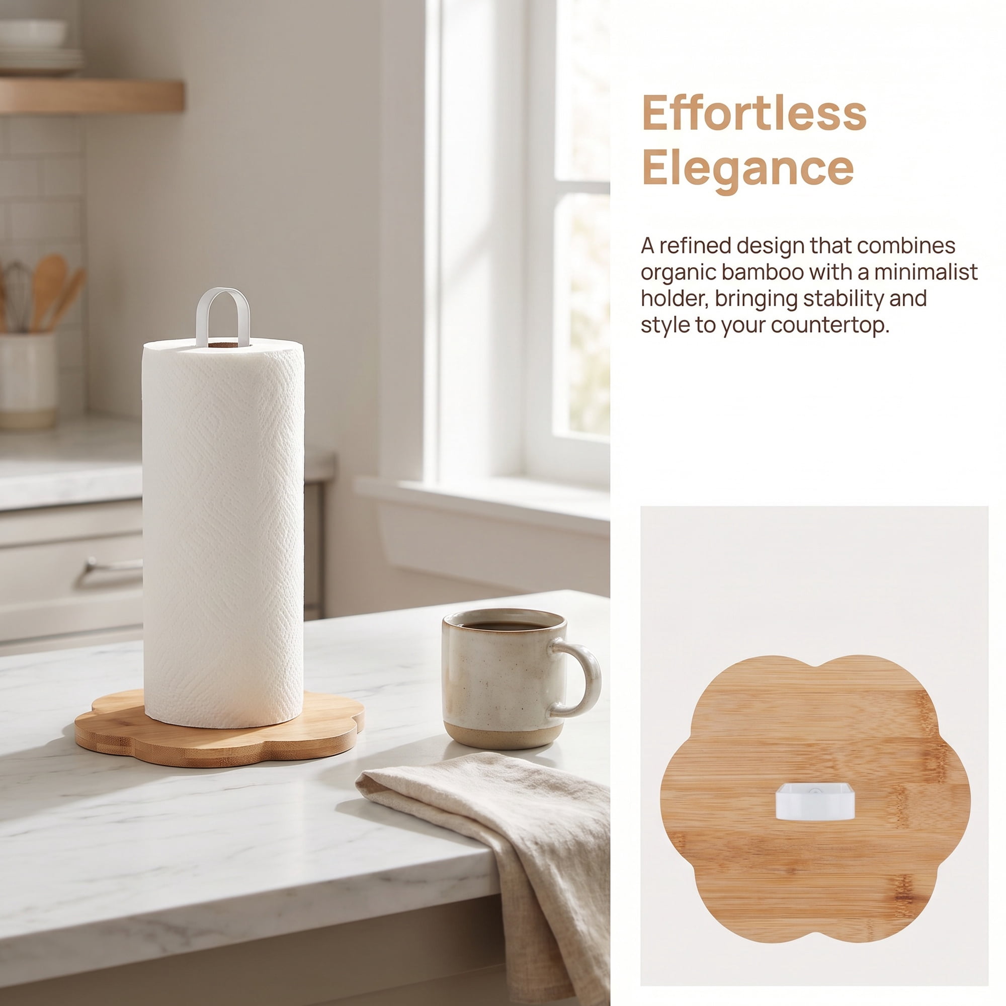 Unique Bargains Paper Towel Holder Countertop Non Slip Base Dispenser Metal D 10.2x6.3inch