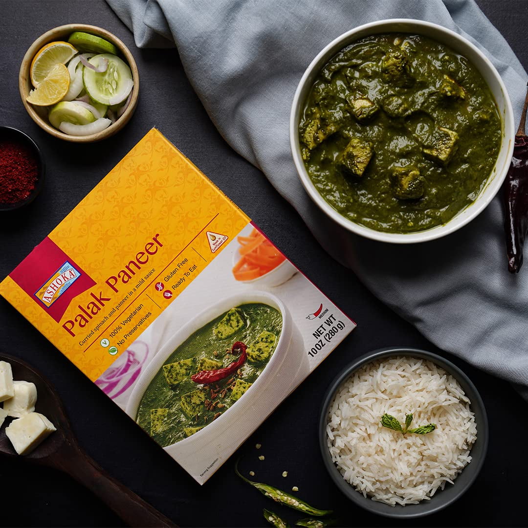 Ashoka Ready to Eat Meals 1932, Vegetarian Meal Kit, All-Natural Variety Pack, Kosher Certified, Traditionally Cooked Indian Food, Travel Friendly, Gluten-Free & with No Preservatives, Pack of 6