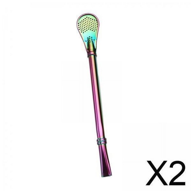 Pajitas para beber,Cuchara de paja de acero inoxidable para batidos,Pajitas reutilizables con cucharas para beber té,Pajitas con filtro para batidos,Juego de cucharas para cóctel con filtro y