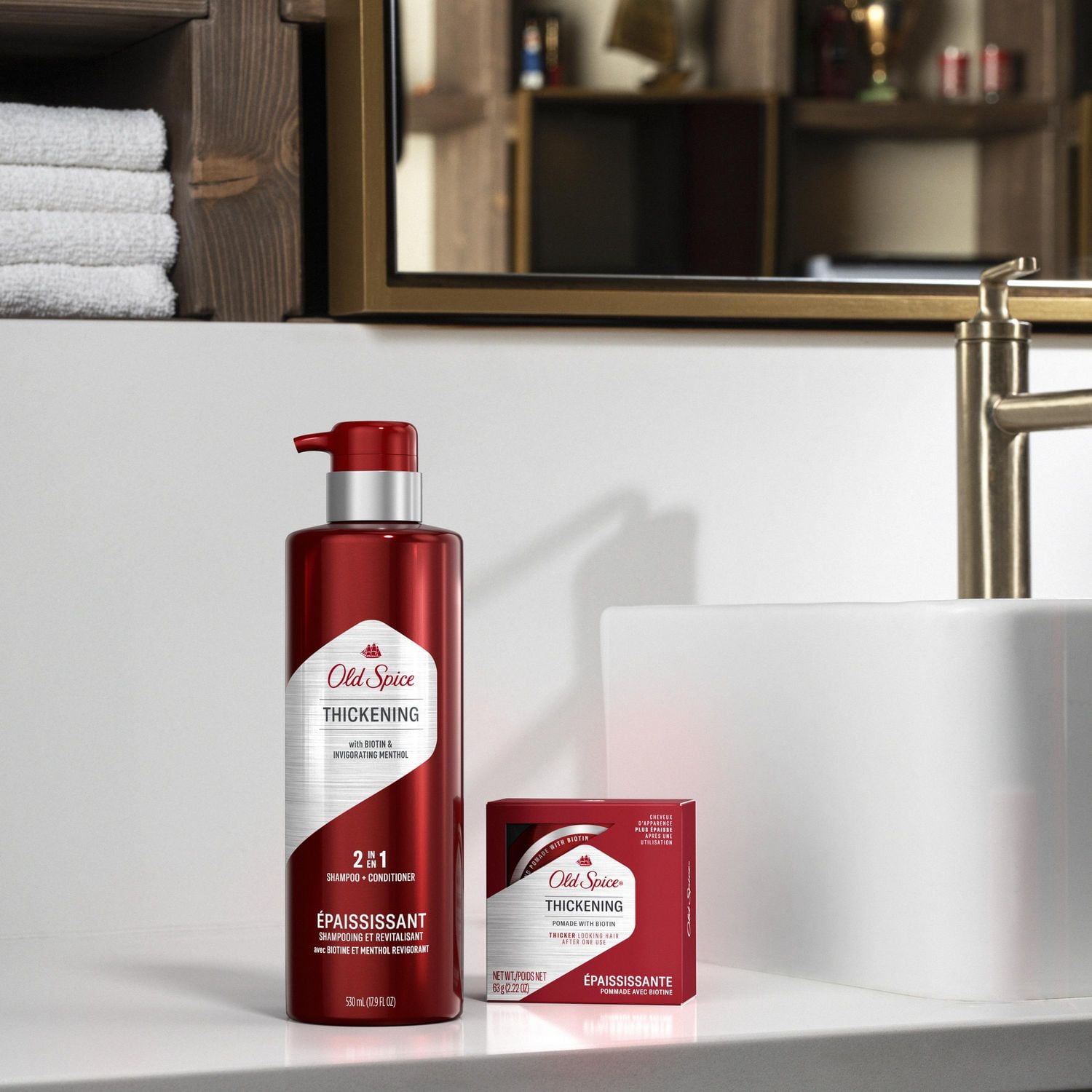 Old Spice Thickening 2in1 Men's Shampoo and Conditioner with Biotin and Invigorating Menthol, 530ML