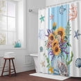 thumbnail image 3 of Summer Sunflower Bathroom Shower Curtain, Watercolor Ocean Starfish Coral Waterproof Washable Soft Bath Curtain for Bathtub Decor with 12 Hooks&Grommet, 72x72 Inch, 3 of 9