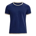 thumbnail image 4 of Eryao Mens Linen Summer T Shirts Muscle Fit Tops Short Sleeve Crewneck Tshirt Basic Athletic Fitness Workout Tees Blue,L, 4 of 6