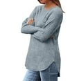 thumbnail image 5 of FAIWAD Long Sleeve Shirts for Women Crew Neck Loose Knit Ribbed Pullover Tops Fall Winter Lightweight Blouse, S-2XL, 5 of 7