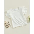 thumbnail image 3 of FEORJGP Toddler Girls Fly Sleeve T-Shirts Kids Baby Crew Neck Shirts Solid Color Ribbed Knit Tops Littel Girl Summer Casual Fashion Clothes, 3 of 9