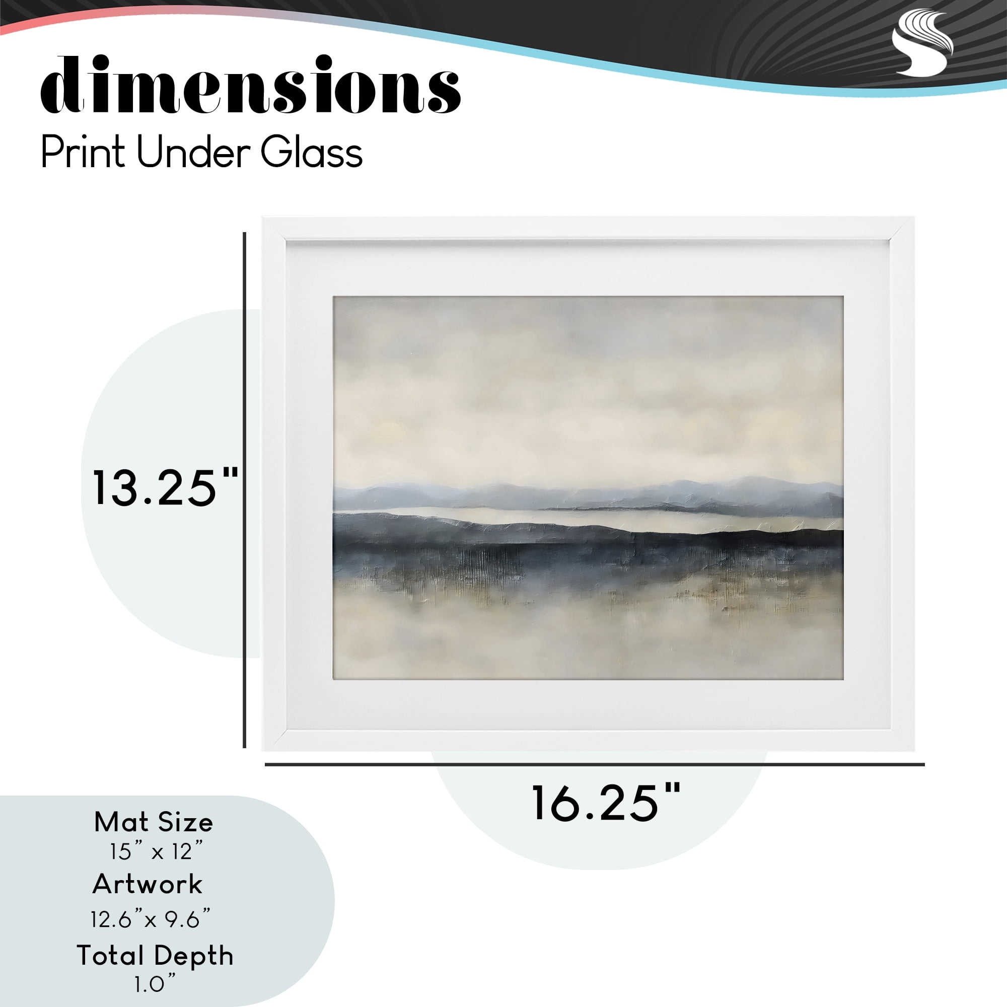 Stupell Industries Misty Muted Horizon White Framed Print Under Glass, design by Riley B