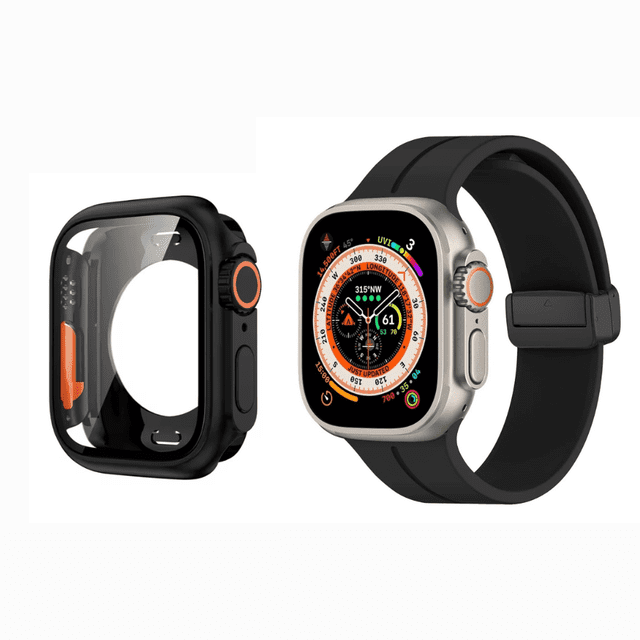 Correa de Silicona Deportiva para Apple Watch, Hebilla Magnética con Full Case, Compatible con Todas las Series