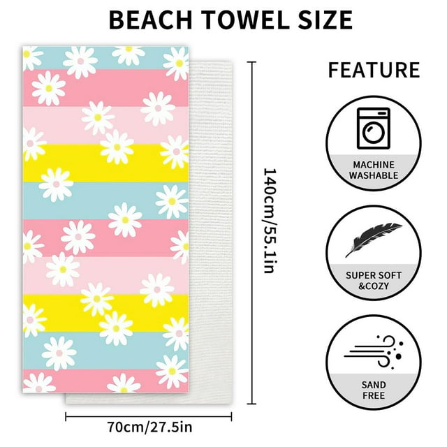 YFGEFTR Beach Towel, Quick Dry Lightweight Colorful Print Travel Towel Fast Drying Outdoor Swim for Pool Vacation