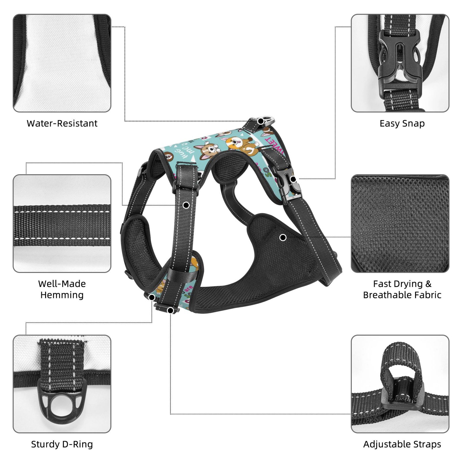 Naloa Dogs Dog Harness, Pet Harness Vest with Traction Rope, Dog Vest for Outdoor, Walking - {sizeName}-Small