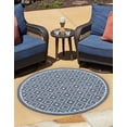 thumbnail image 1 of Rugs.com Outdoor Lattice Collection Rug – 4 Ft Round Navy Blue Flatweave Rug Perfect For Kitchens, Dining Rooms, 1 of 8