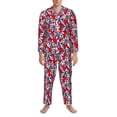 thumbnail image 3 of Lsque Palm Tree Pattern on Red Pattern Long Sleeve Pajama Set for Men - Soft 2-Piece Sleepwear and Loungewear Set with Pockets, Comfy Nightwear-Large, 3 of 7