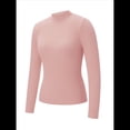 thumbnail image 2 of Suéter de Cuello Alto Acanalado para Mujer, Larga, Blusa Térmica de Peso Medio Rosa un Tamaño, 2 of 8