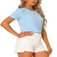 thumbnail image 4 of CHUANK Costume d'Halloween pour Femmes, Blouse d'Été à Carreaux, Col Rond, Manches Courtes Bouffantes, 4 of 5