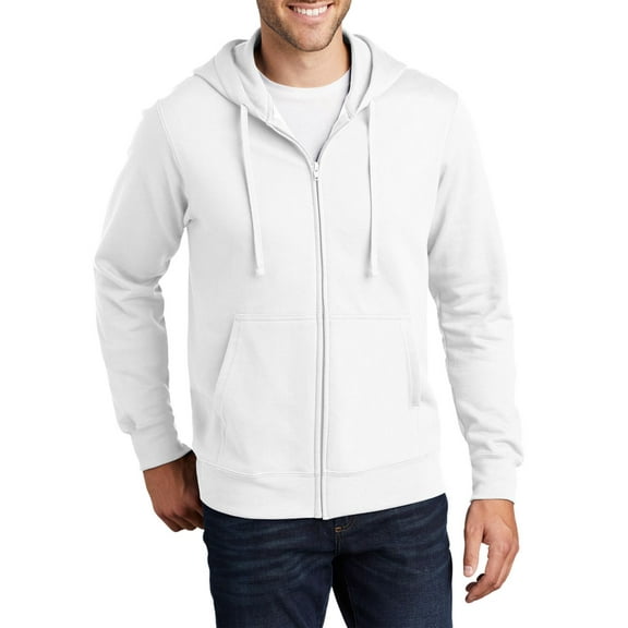 Just Blanks Fan Favorite Fleece Full-Zip Hooded Sweatshirt , White, 4XL