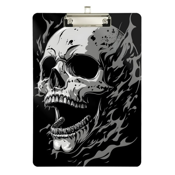 ALAZA Plastic Clipboard A4 Letter Size Decorative Clipboards for Students Women Men 9" x 12.5" Cool Funny Skull