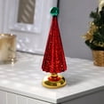 thumbnail image 2 of Sylvtty Glass Christmas Tree Small Tabletop Lighted Xmas Tree Figurine Battery Operated Mini Tree Lamp for Home Table Fireplace Mantel Decor, 2 of 7