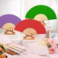 thumbnail image 3 of Handheld Fan Fine Workmanship Engraved Delicate Long-lasting Easy to Grip DIY Bamboo Folding Wedding Folding Hand Fan Gift, 3 of 7