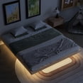 thumbnail image 6 of Pouseayar King Size Floating Bed Frame with LED Lights, Low Profile Platform Bed, Natural, 6 of 8