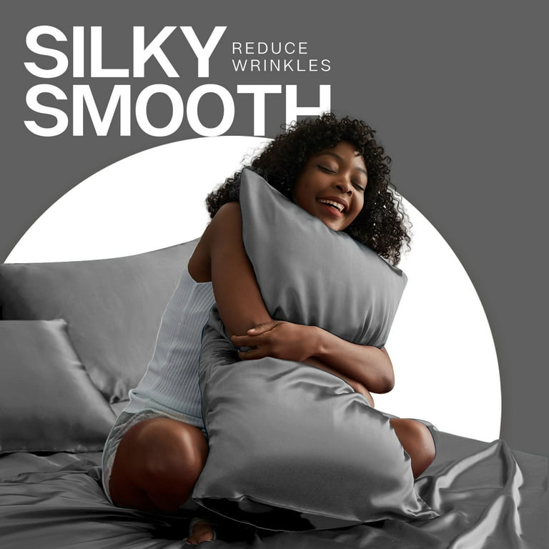 MR HM Satin Pillow Case 2 Pack Satin Standard Silky Pillowcase