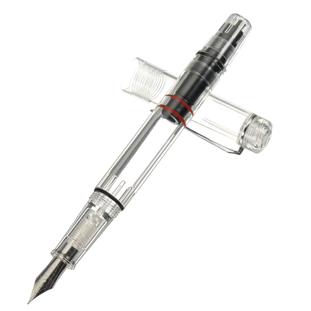 Caliarts Ego 0.38 /0.5MM Transparent Piston Fountain Nib Pen Smooth Writing Gift 