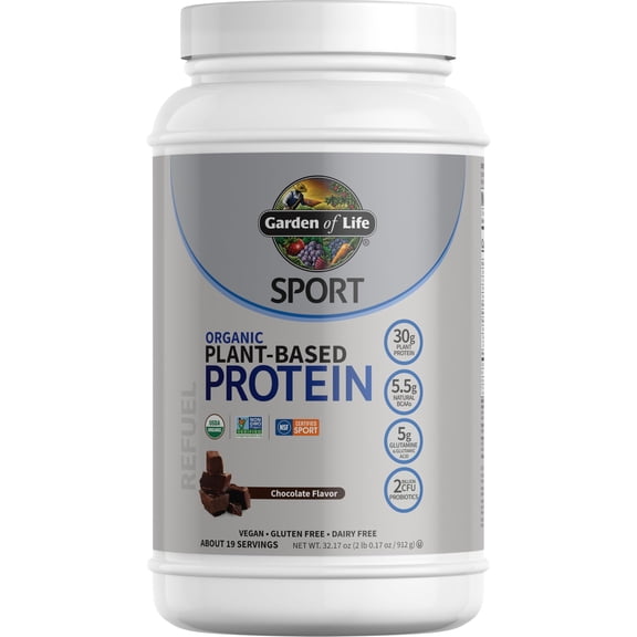 Garden of Life SPORT Organic Plant-Based Protein Powder, Chocolate, 19 Servings