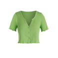 thumbnail image 1 of Más el tamaño acanalado Lechuga Recorte V Notch corto Tee Rosegal Camisetas tallas grandes, 1 of 5