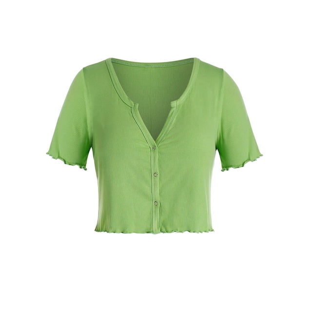 Más el tamaño acanalado Lechuga Recorte V Notch corto Tee Rosegal Camisetas tallas grandes