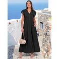 thumbnail image 6 of ANRABESS Womens Summer Maxi Dress V Neck Ruffle Sleeve Flowy Tiered Boho Casual Beach Vacation Sundress with Pockets, 6 of 9