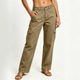 thumbnail image 4 of Zormilly Cargo Pants Women Fashion High Waisted Elastic Waist Wide Leg Hiking Pants with Multi Pockets Straight Leg Jeans, S-2XL, 4 of 5