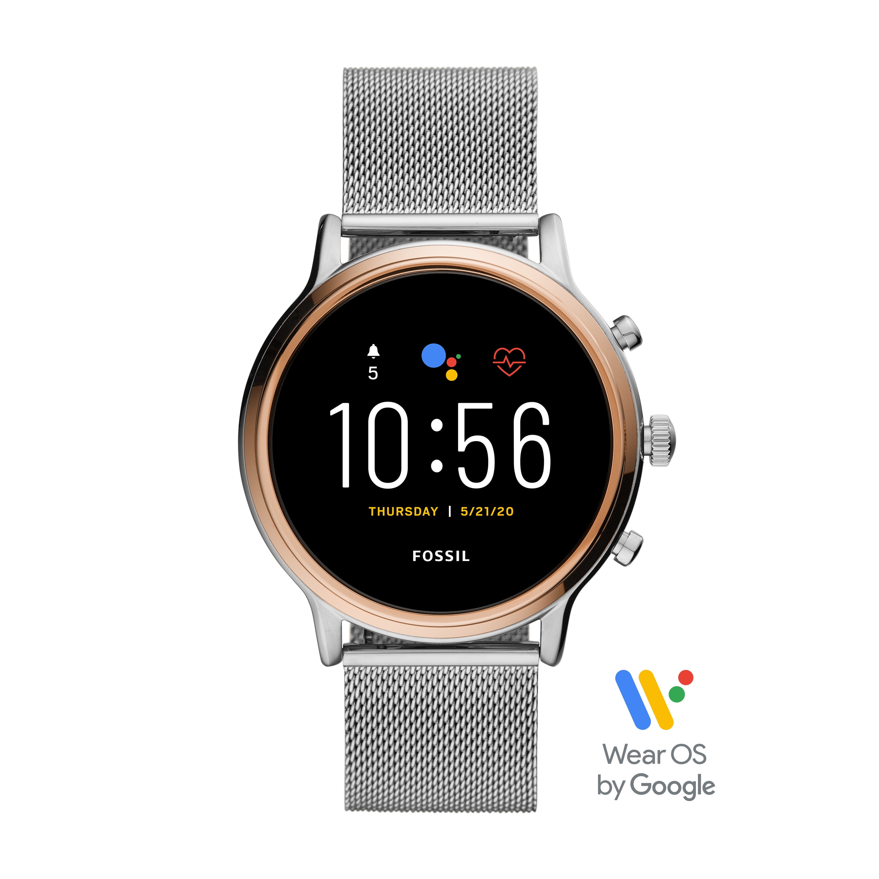 Fossil 5th Generation Julianna HR Smartwatch - Stainless Steel Mesh - Powered with Wear OS by