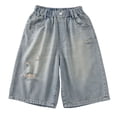 thumbnail image 7 of WOYY Boys Ripped Distressed Denim Shorts Elastic Waist Loose Fit Jean Shorts, Sizes 5-16, 7 of 7