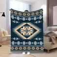 thumbnail image 6 of 1pc Aztec Geometric Print Flannel Blanket - Blue & Brown Traditional Design, Soft Warm All-Season Throw for Camping, Travel, Home Decor, 6 of 6