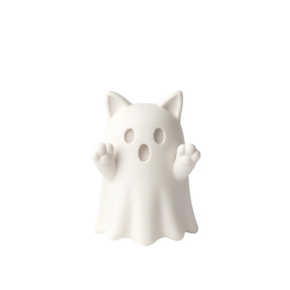 HOARBOEG Halloween Ghost Cat Figurine, Cute Ghost Kitty Tabletop Ornament, Halloween Decorations for Home Shelf Party Decor, 1 PC Plastic Ghost Kitty