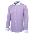 thumbnail image 2 of AZoiNM Men's French Cuff Dress Shirt Slim Fit Long Sleeve Business Casual Polyester, 2 of 10