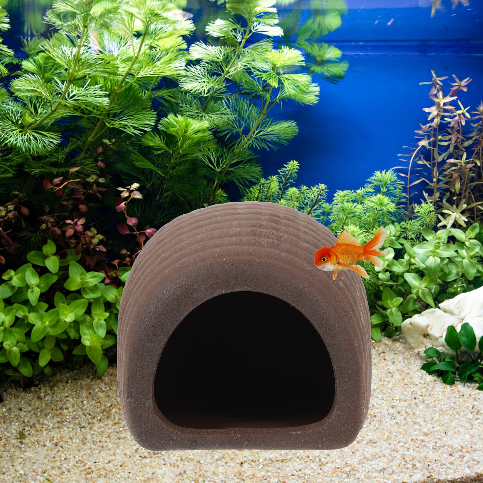 FOMIYES 2Pcs Light Brown Ceramic Fish Shelter Aquarium Accessory for Desktop Fish Tanks