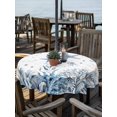 thumbnail image 2 of Outdoor Tablecloth with Umbrella Hole for Patio/Picnic/Party/Camping, Blue Coastal Waterproof Table Cloth Round Cover Washable, Summer Watercolor Starfish Corals Jellyfish (Dia 54"), 2 of 9