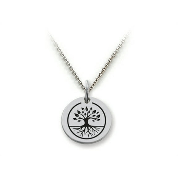 Stellar White� 925 Sterling Silver Tree Of Life Disc Pendant Necklace - Chain Included