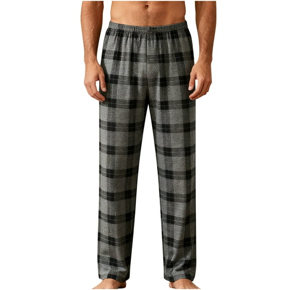 DIOAZUD Men's Pajama Bottoms Plaid Pajama Pants Lightweight Comfy Nightwear Pj Pants Big and Tall Soft Long Lounge Pants with Pockets