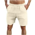 thumbnail image 3 of Father's Day Gifts DDAPJ pyju Mens Cotton Linen Shorts Drawstring Elastic Waist Summer Beach Shorts Baggy Comfy Lounge Shorts with Pockets Khaki XXL, 3 of 9