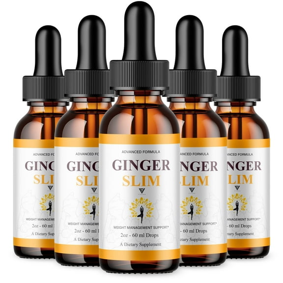 (5 Pack) Ginger Slim Drops Extra Strength GingerSlim Wellness Supplement (10oz)
