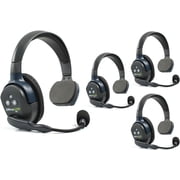Eartec UL4S Ultralite Full Duplex Wireless Headset Communication for 4 Users - 4 Single Ear Headsets with SolidSignal Cleaning Wipes Bundle