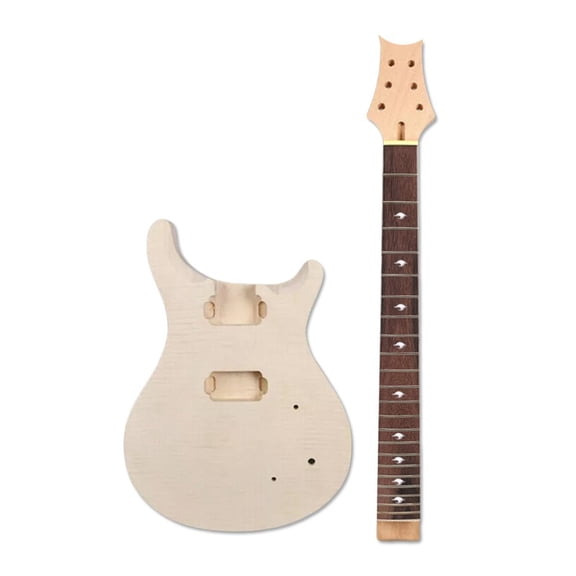 Siemonic New Guitar Kit 22Fret 24.75in Guitar Neck Guitar Body Mahogany Flame Maple DIY Guitar Kit
