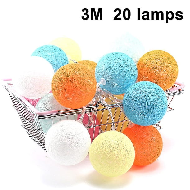 Cadena de luces de bolas de algodón Luces de cadena LED que funcionan con pilas para decoración de luces nocturnas interiores como Navidad, bodas, fiestas, dormitorios, cortinas - 3 m,
