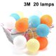 thumbnail image 1 of Cadena de luces de bolas de algodón Luces de cadena LED que funcionan con pilas para decoración de luces nocturnas interiores como Navidad, bodas, fiestas, dormitorios, cortinas - 3 m,, 1 of 3