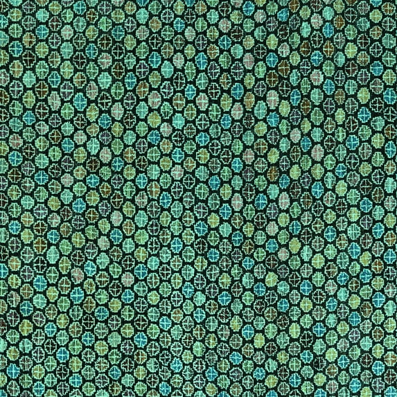 Ahgly Company Machine Washable Indoor Square Abstract Turquoise Blue Modern Area Rugs, 6' Square