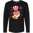 thumbnail image 3 of Inktastic 4th of July Cute Fox with Blue and Red Fireworks Long Sleeve T-Shirt, 3 of 5
