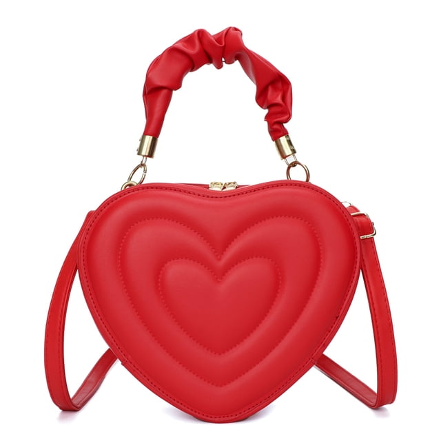 Bolso de mano con forma de corazón para mujer bolsos de noche elegante PU con correa bolso de mano