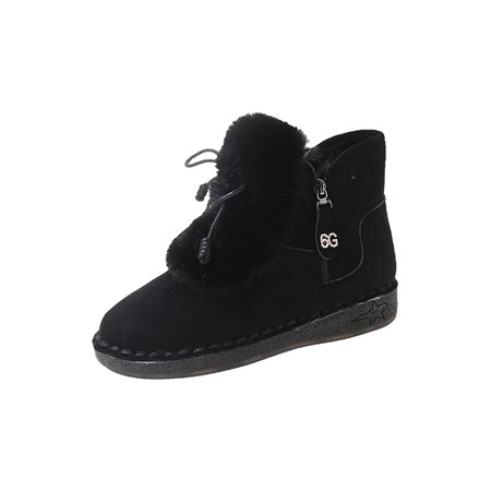 

Crocowalk Ladies Breathable Round Toe Winter Shoes Walking Comfortable Slip On Warm Booties Casual Plush Lining Snow Boots Black 7.5