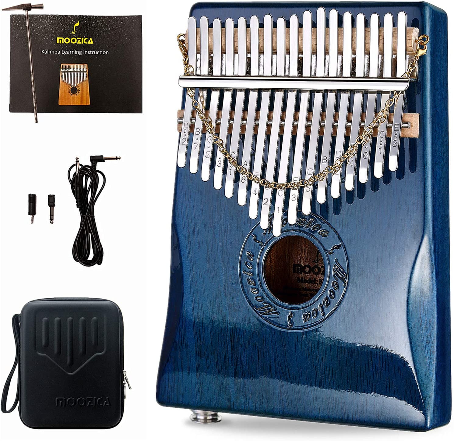 Moozica 17 Keys EQ Kalimba Thumb Piano, Professional Electric Marimba Solid Mahogany Kalimba