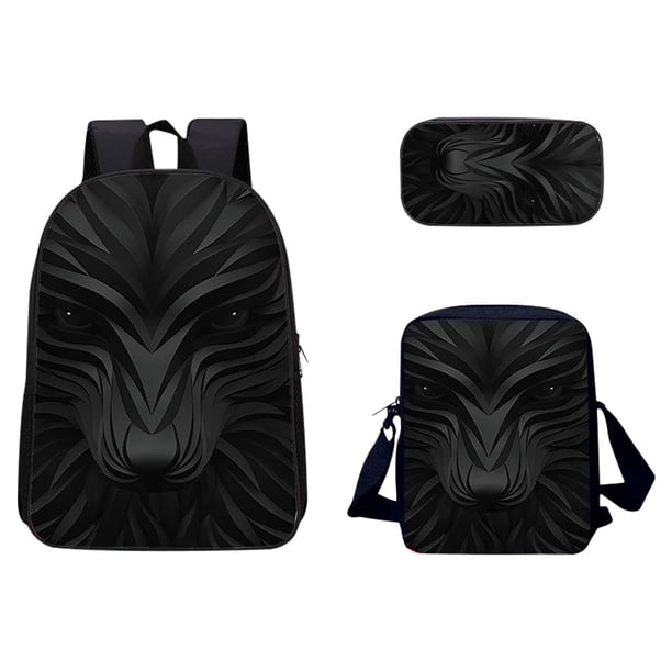 Bolso de escuela con patrón de animales en 3D, bolso multifunción de viaje transpirable para exteriores, 3 piezas Wmkox8yii jkg5016