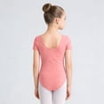 thumbnail image 6 of BFHHYA Girls Ballet Leotards Short Sleeve V-Neck Leotards Casual Solid Color Ballet Dance Bodysuits for Teens Gilrs Size 3-15 Years, 6 of 6